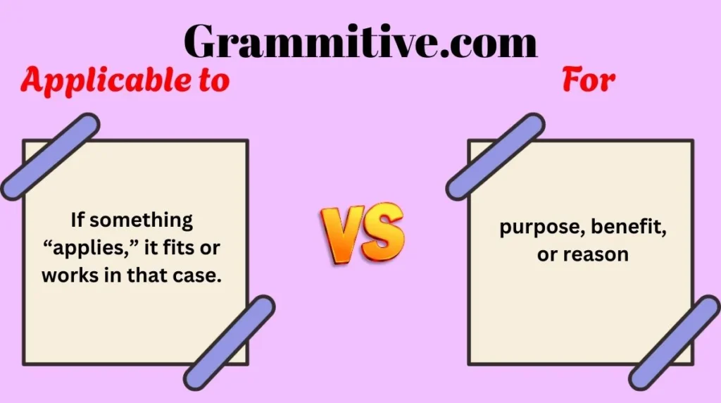 Applicable to or For 