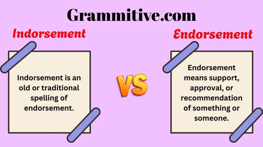 Indorsement vs Endorsement