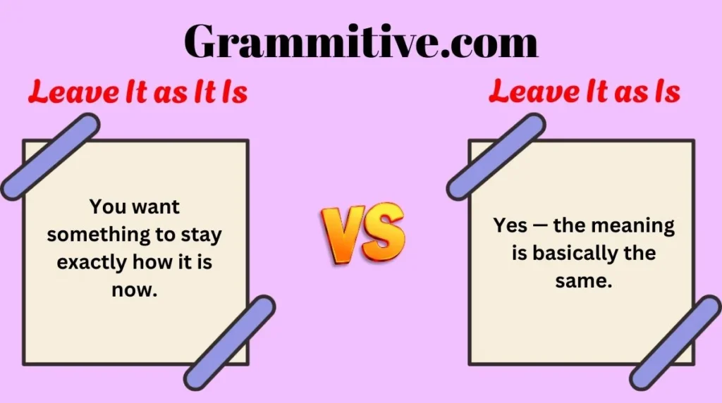 Leave It as It Is or Leave It as Is