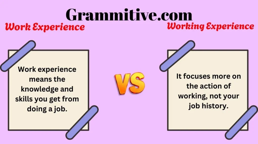 Work Experience or Working Experience
