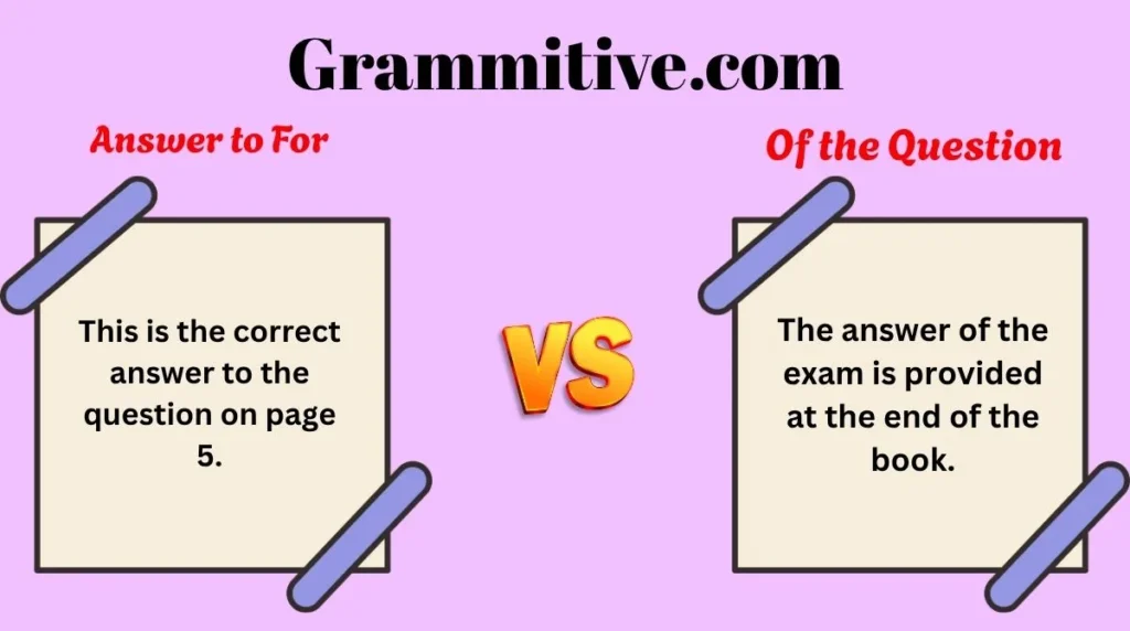 Answer to For or Of the Question