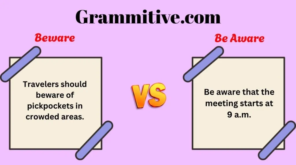 Beware vs Be Aware