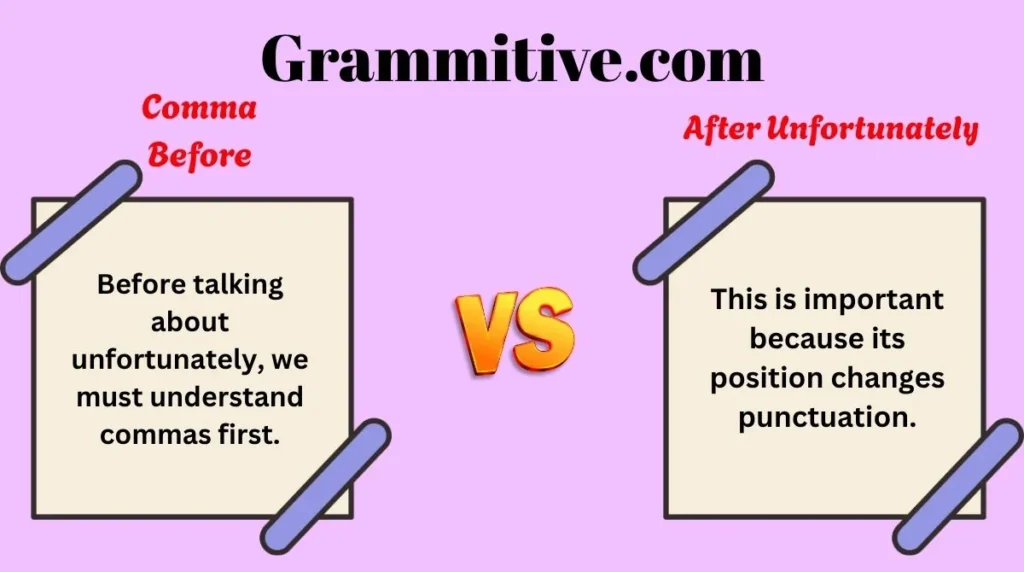 Comma Before or After Unfortunately