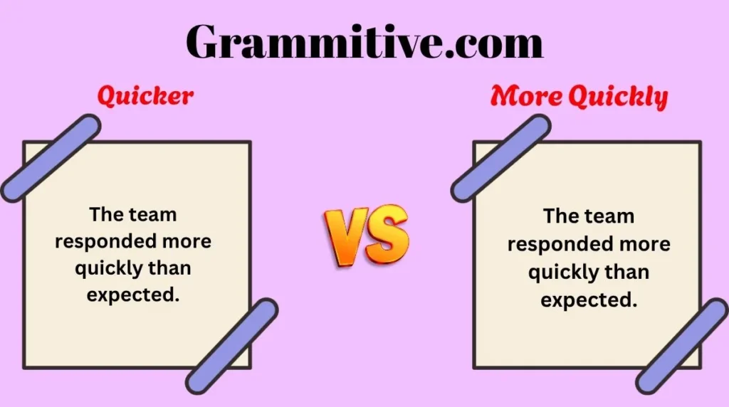 Quicker or More Quickly 