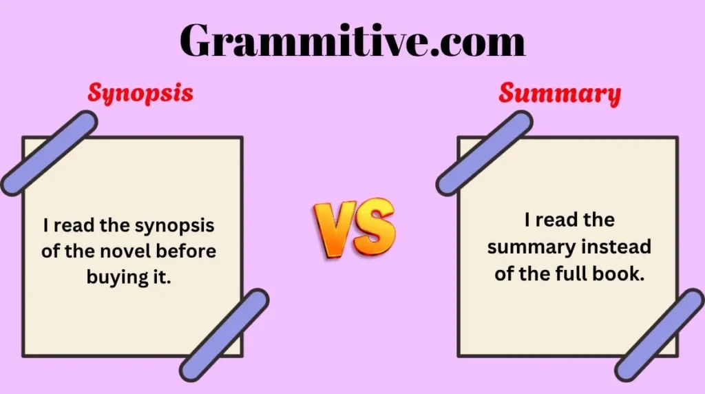 Synopsis vs Summary 